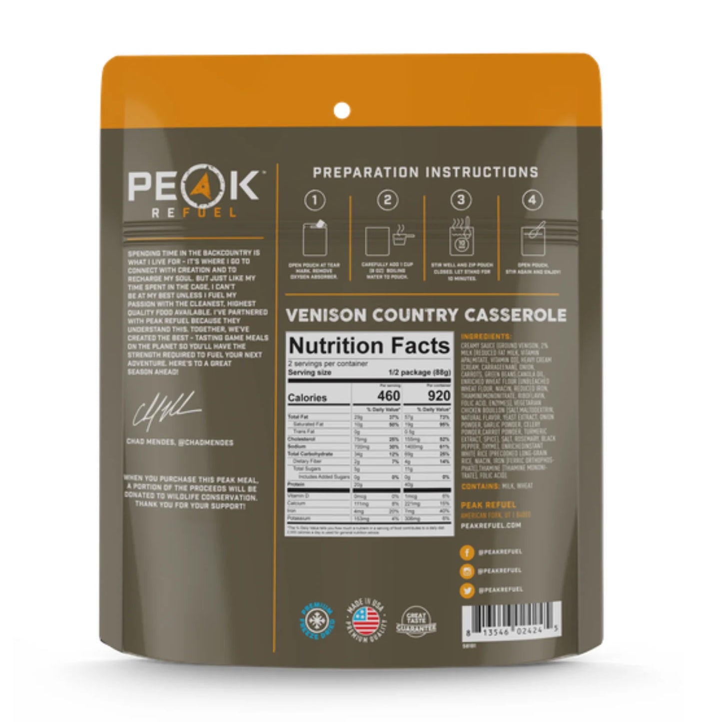 PEAK REFUEL Venison Country Casserole