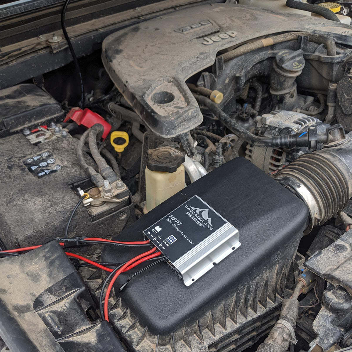 Cascadia 4x4 VSS Complete Hood Mounted Solar System; 80 Watt (Jeep Wrangler JL & Gladiator JT)