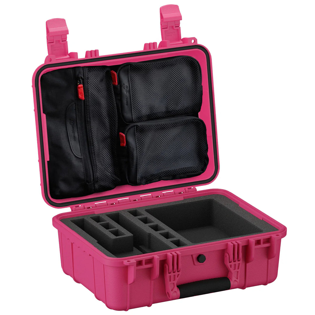 Condition 1 16" 2 Pistol Case #179 Pink w/ Lid Organizer