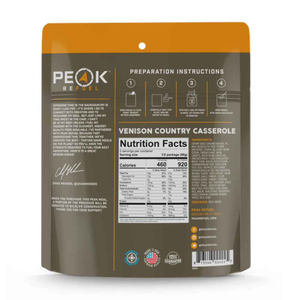PEAK REFUEL Venison Country Casserole