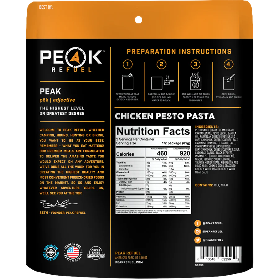 PEAK REFUEL Chicken Pesto Pasta