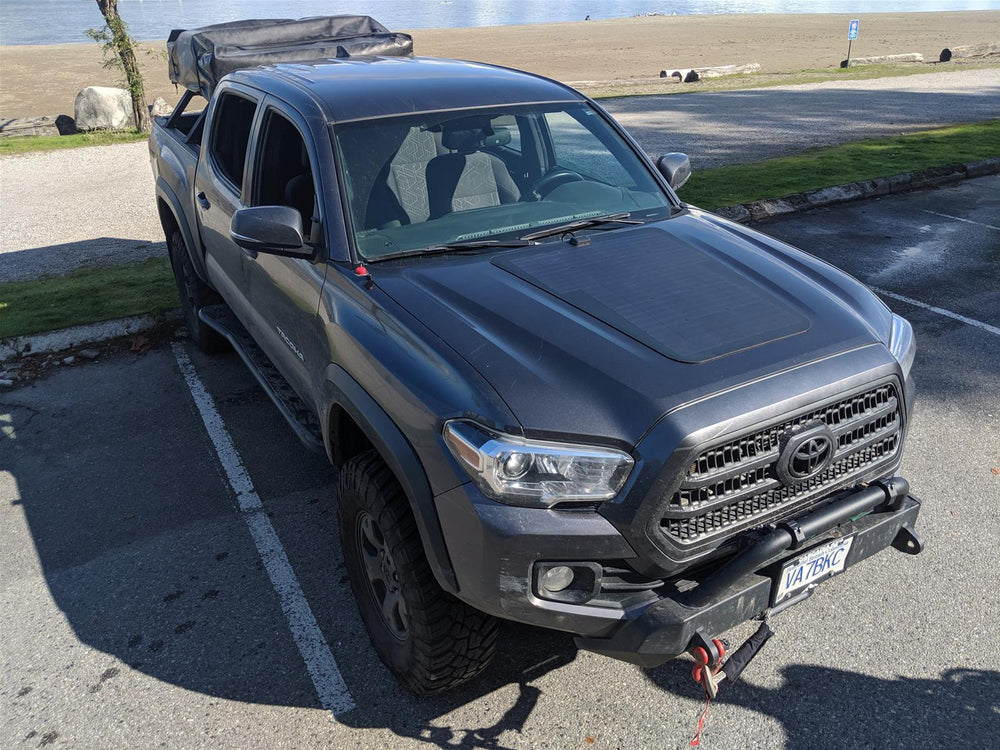 Cascadia 4x4 VSS Complete Hood Mounted Solar System; 85 Watt (16-23 Tacoma w/o Hood Scoop and F150)
