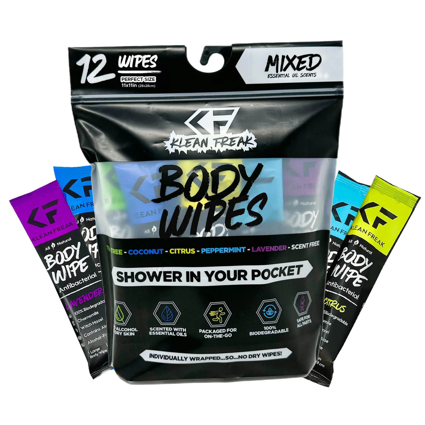 KLEAN FREAK Body Wipe - 12 Pack mixed