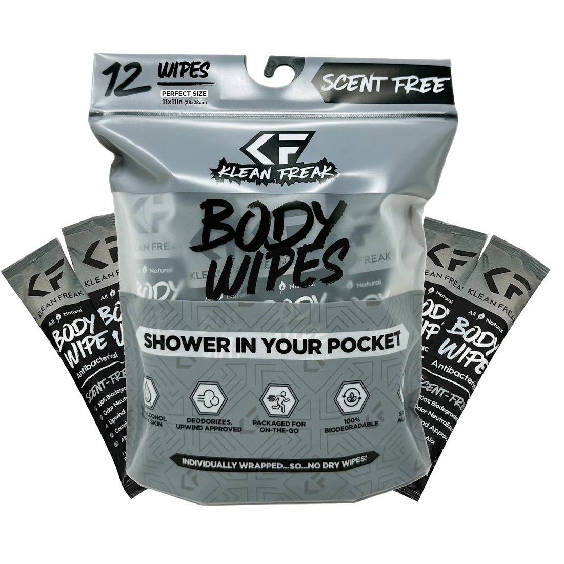 KLEAN FREAK Body Wipe - 12 Pack - Scent-Free