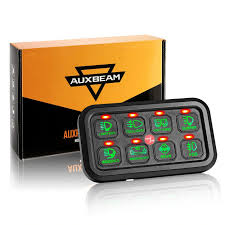 AUXBEAM BA80 8 GANG LED SWITCH PANEL KIT AUTOMATIC DIMMABLE UNIVERSAL(ONE-SIDED OUTLET)