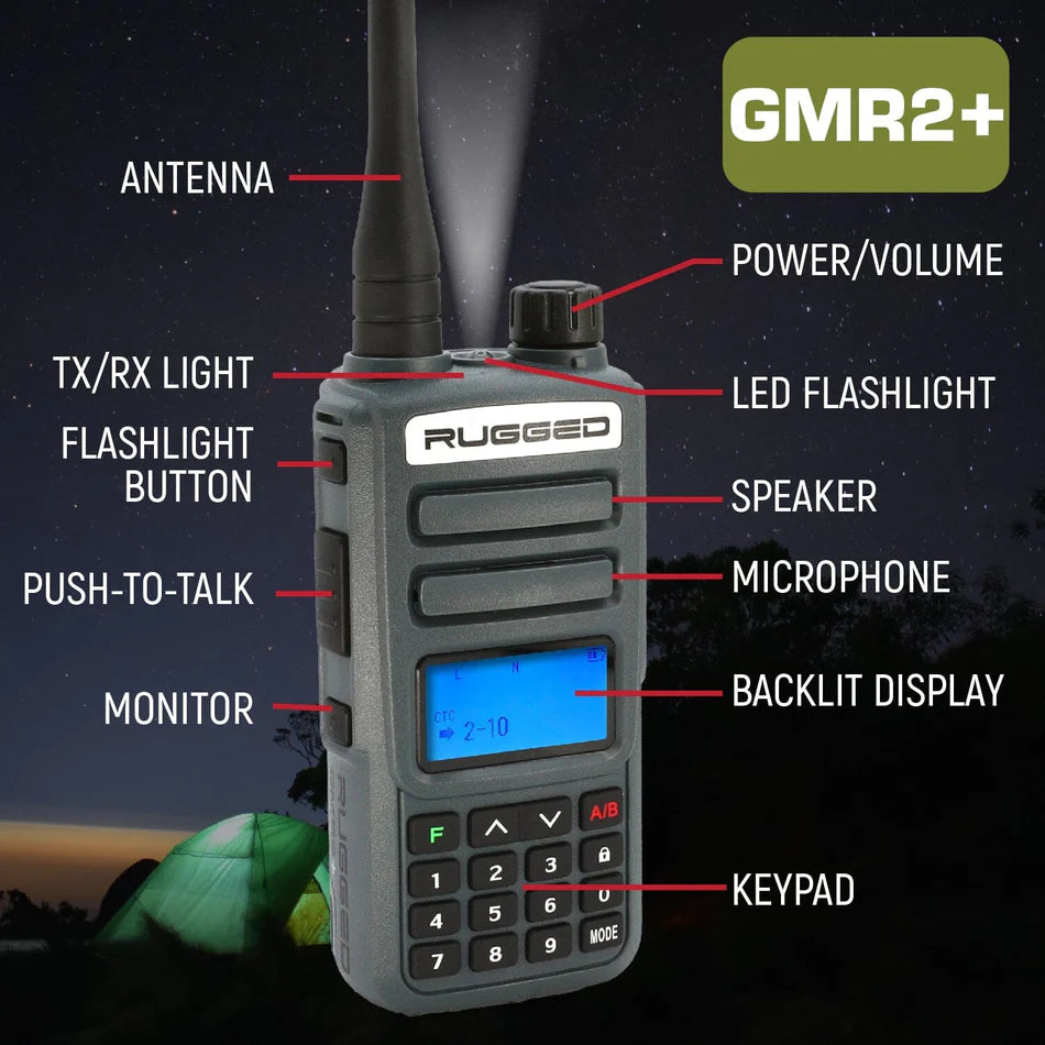 Rugged GMR2 PLUS - GMRS/FRS Two Way Handheld Radio