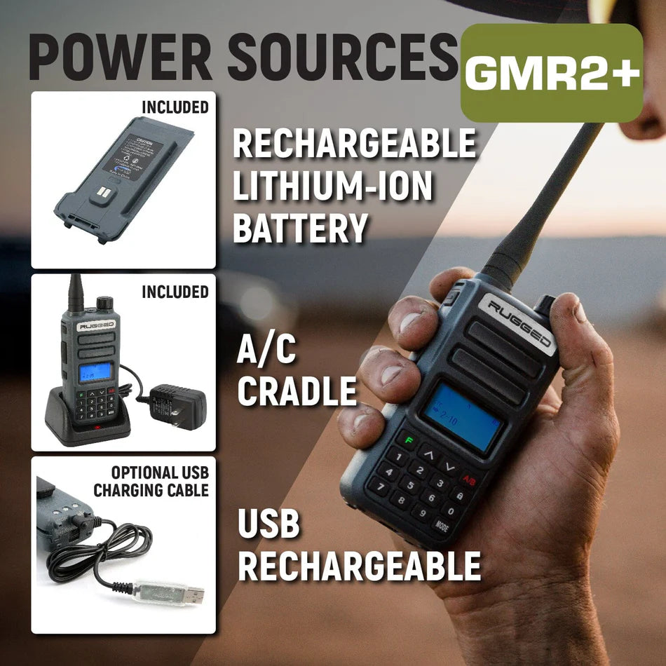 Rugged GMR2 PLUS - GMRS/FRS Two Way Handheld Radio