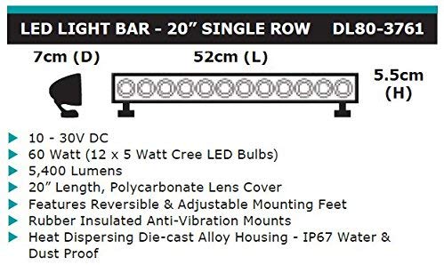 Dobinsons 4x4 20" Single Row LED Light Bar, 5,400 Lumens, 60 Watts(DL80-3761)